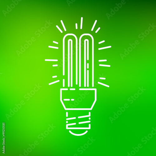 Fluorescent light bulb icon. Fluorescent light bulb sign. Fluorescent light bulb symbol. Thin line icon on green background. Vector illustration.