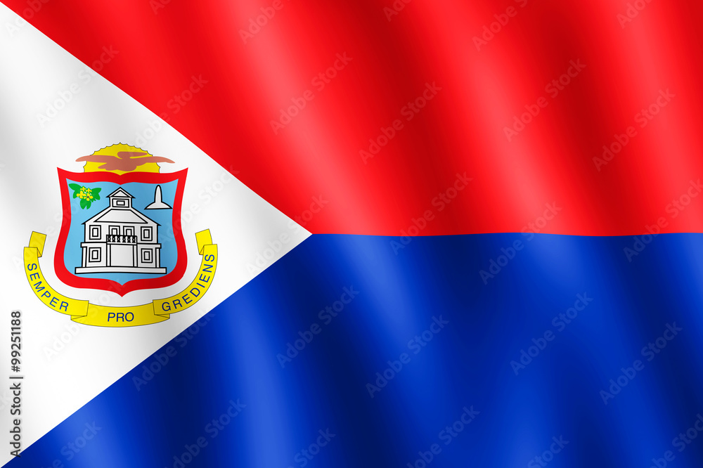 Obraz premium Flag of Sint Maarten waving in the wind