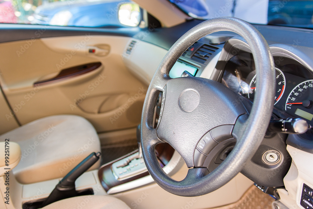 Car interior details selective focus