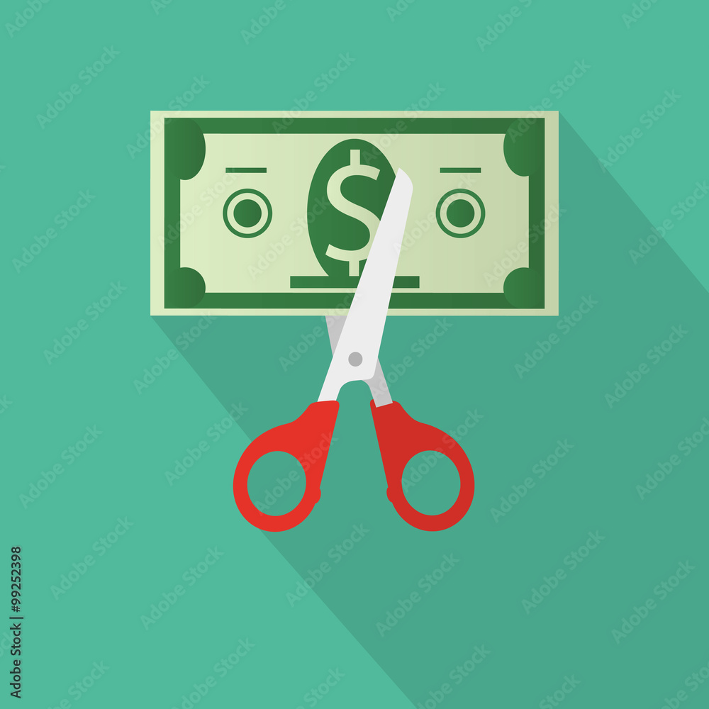 Scissors cutting money bill Stock Illustration Adobe Stock