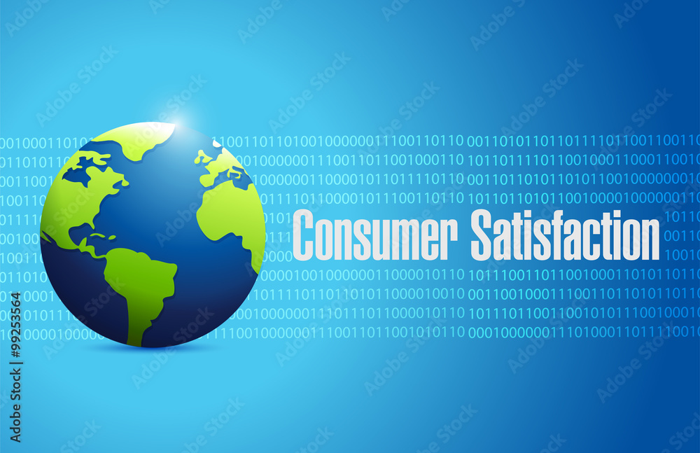 Consumer Satisfaction globe binary sign concept Consumer Satisfaction globe binary sign concept