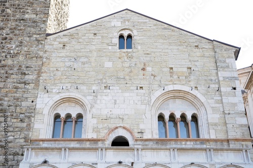 Medieval architecture facade. The oldest public building in the city. Brescia  Italy.