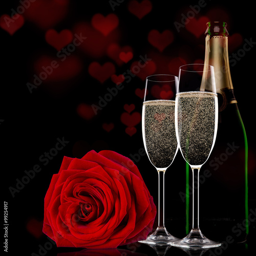Valentine day with champagn...