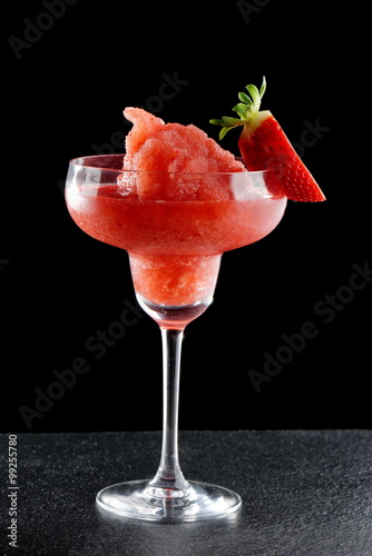 Fresh pureed strawberry margarita daiquiri cocktail