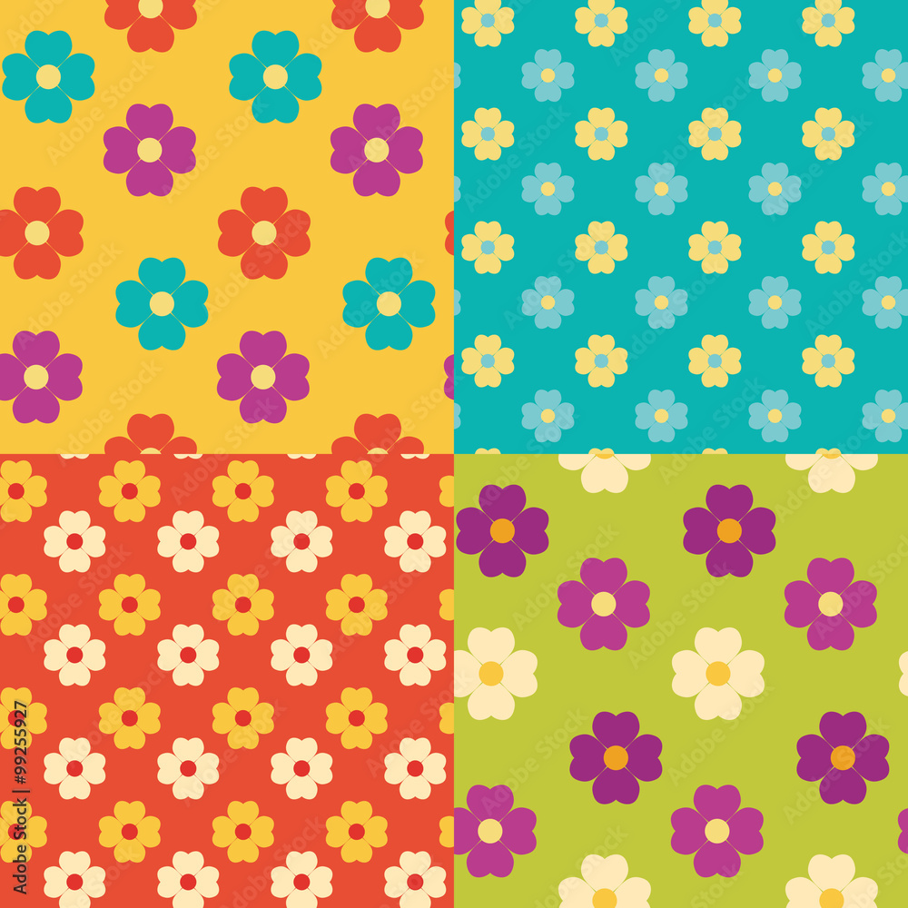 Four flower seamless pattern