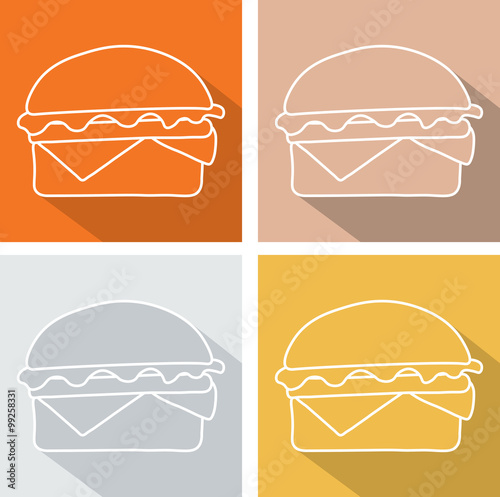 Set hamburger icon  symbol with long shadow. Vector illustration eps 10.