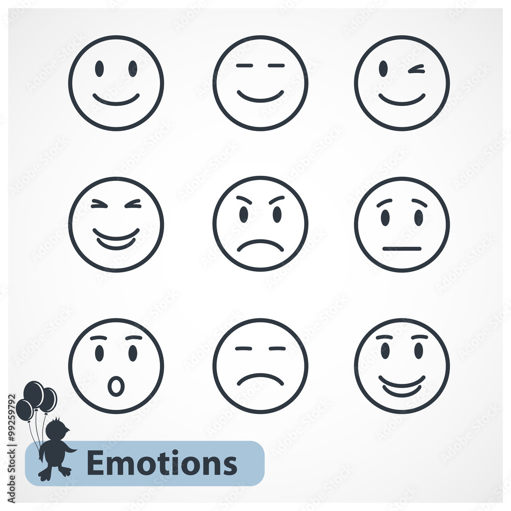 Faces emotions icons set Faces emotions icons set