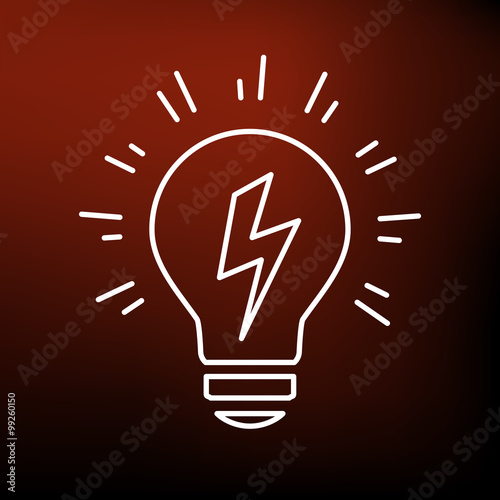 Conceptual lightbulb Idea icon. lightbulb flash sign. lightbulb electricity symbol. Thin line icon on red background. Vector illustration.
