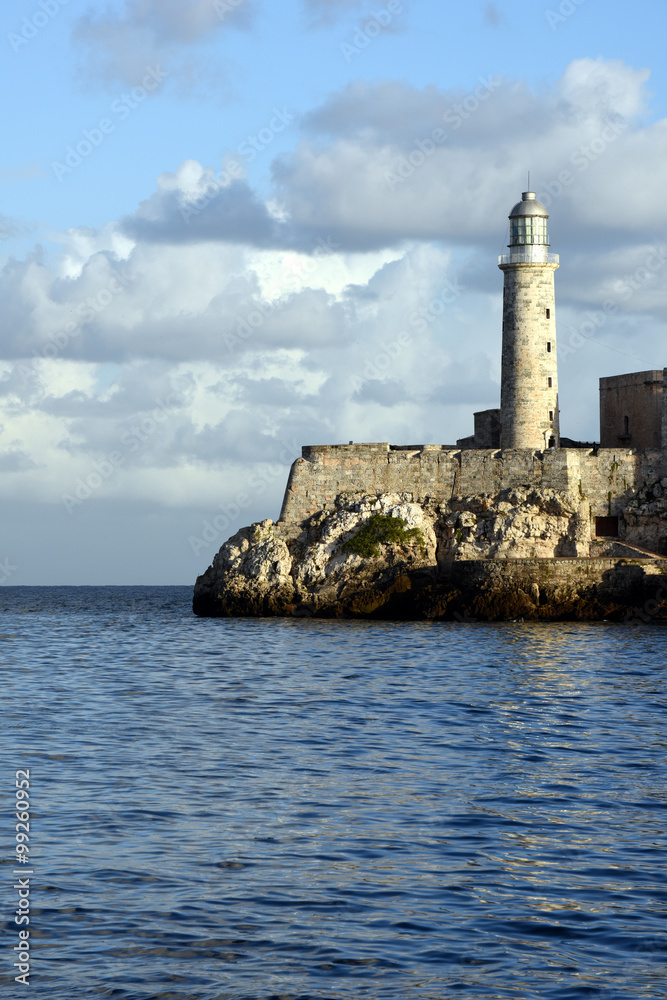 HAVANA, CUBA - El Morro Lighthouse from the Malecon in Havana
