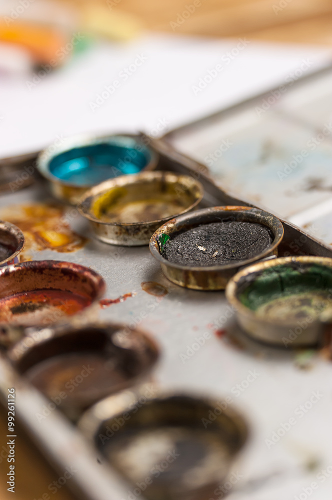 Artist's Old Brushes close-up Artist's Old Brushes close-up