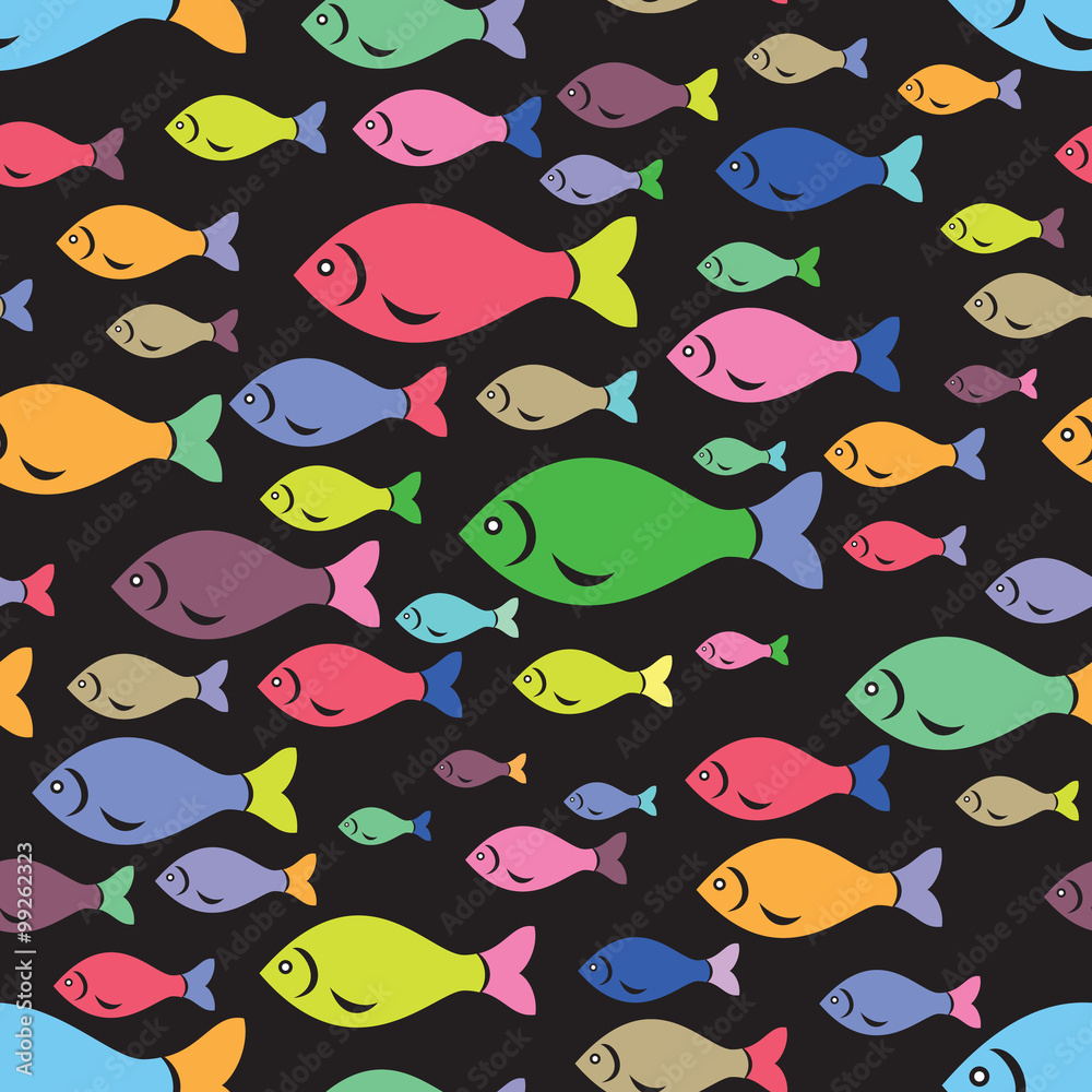 color fish icons pattern seamless