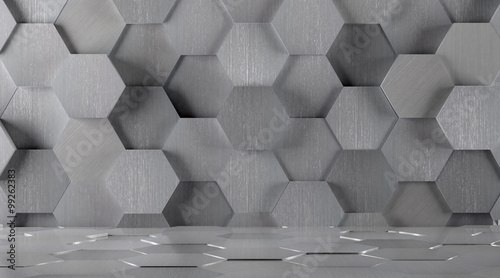 Hexagonal Tiled Metal Room Background
