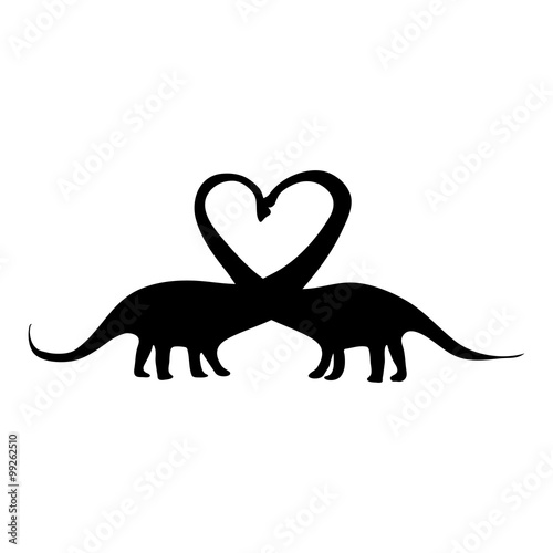 Happy Valentine's Day. Love symbol. Dinosaurs in love. Vector icon.