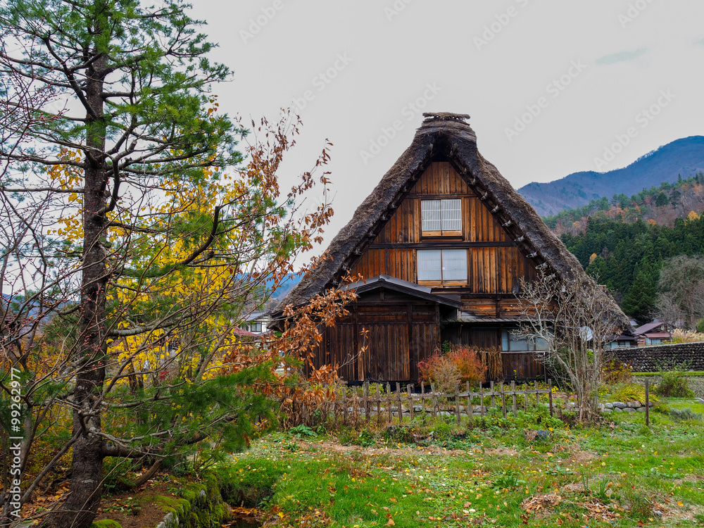 Gassho-Zukuri style, Japan - house with thatched roof in Shirakawa-Go, famous village listed as UNESCO World Heritage Site. Gifu prefecture, Japan. Gassho-Zukuri style, Japan - house with thatched roof in Shirakawa-Go, famous village listed as UNESCO World Heritage Site. Gifu prefecture, Japan.