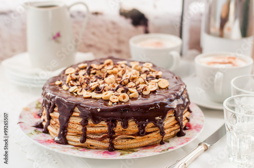 Chocolate and Hazelnut Crepe Cake