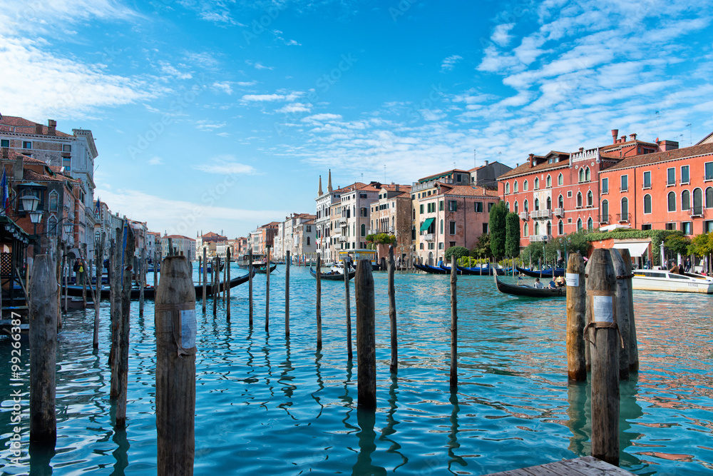 Gondolas taking tourists for rides, Venice