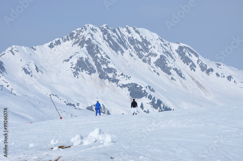 Skiers skiing in the Alps © salajean