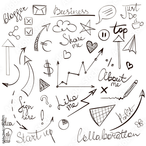 Business Sketch with Simple Hand Drawn Icons
