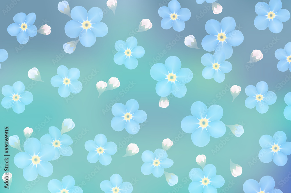 branch of blue forget-me-not flowers isolated - vector illustration branch of blue forget-me-not flowers isolated - vector illustration