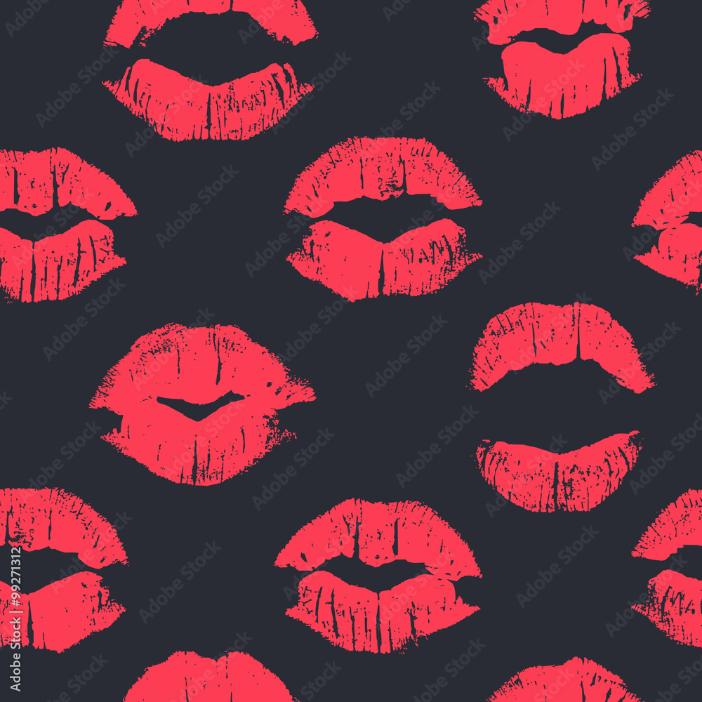 Seamless pattern with lipstick kisses. Seamless pattern with lipstick kisses.