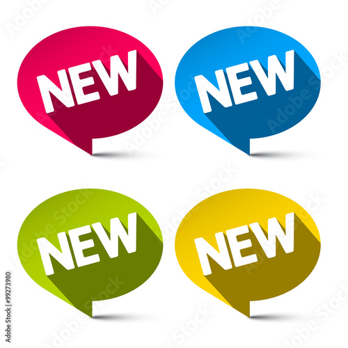New Labels Set - Vector Colorful Ovals Tags Isolated on White Background