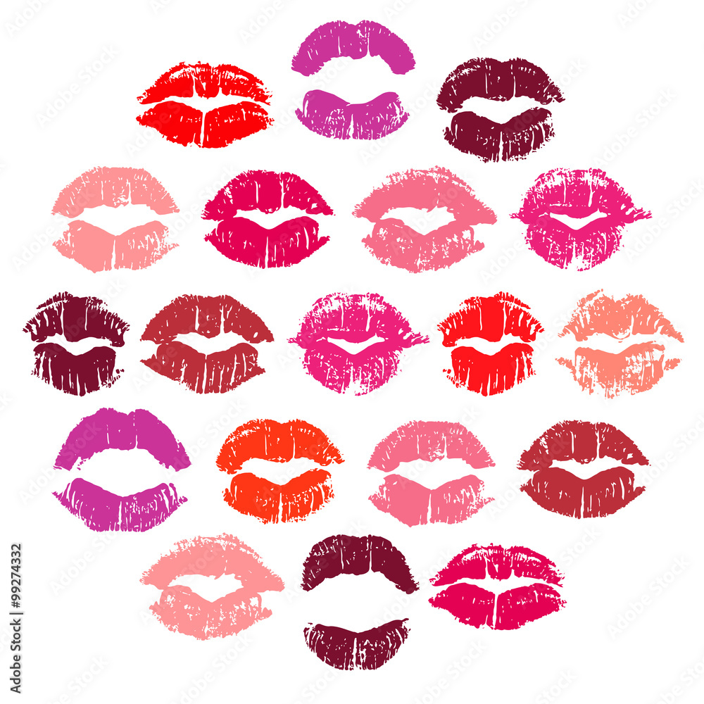 Decorative element with imprints of lipstick Decorative element with imprints of lipstick
