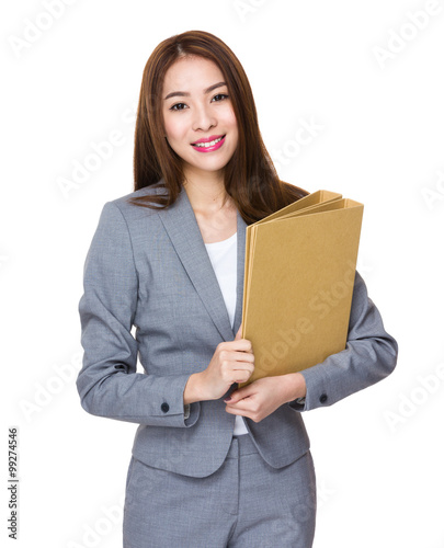 Asian Young Businesswoman hold with folder © leungchopan