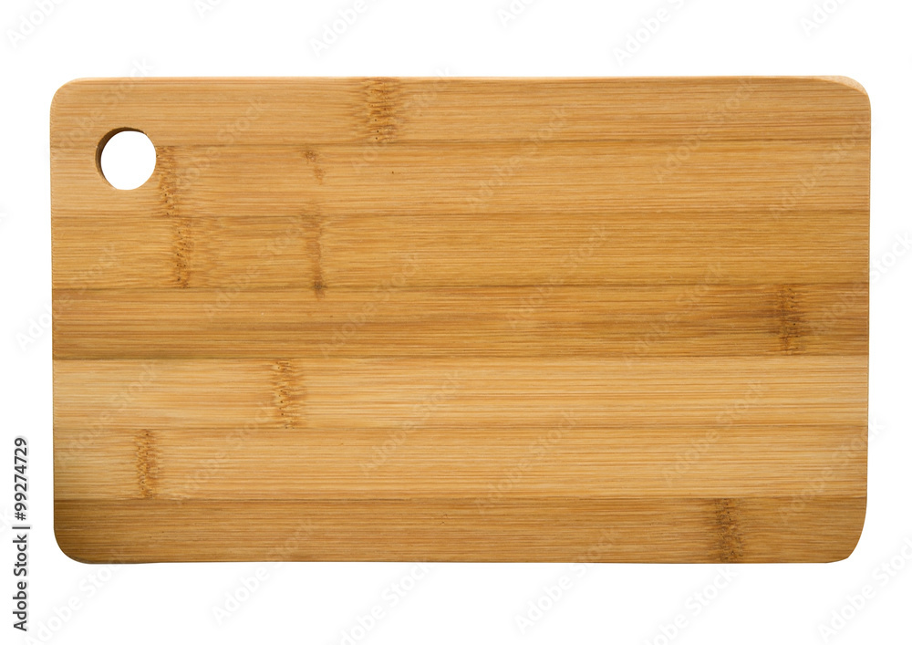 Bamboo cutting board isolated on white background