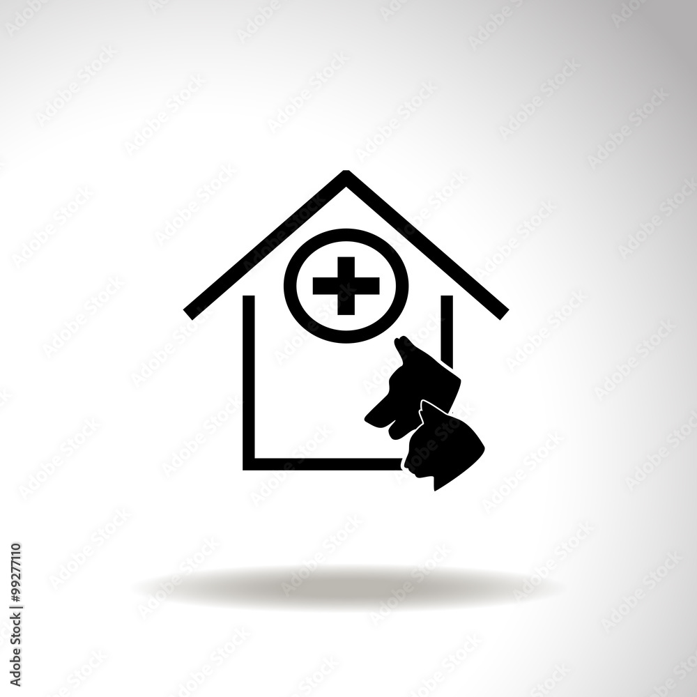 Veterinary Clinic with a picture of a dog and cat muzzle. Vector Veterinary Clinic with a picture of a dog and cat muzzle. Vector