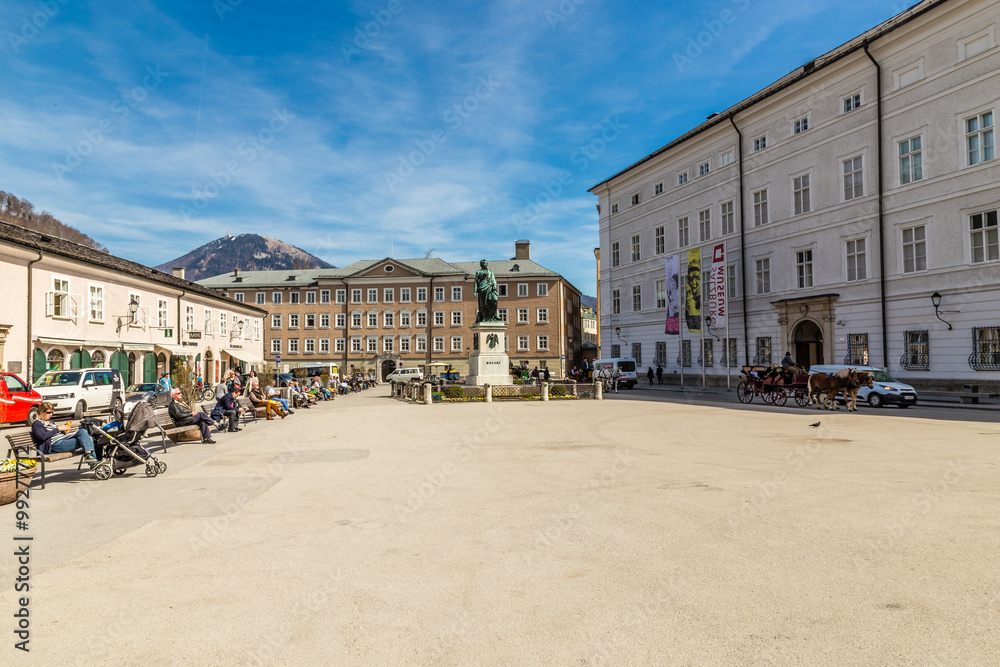 Mozart Square With Mozart Statue-Salzburg,Austria