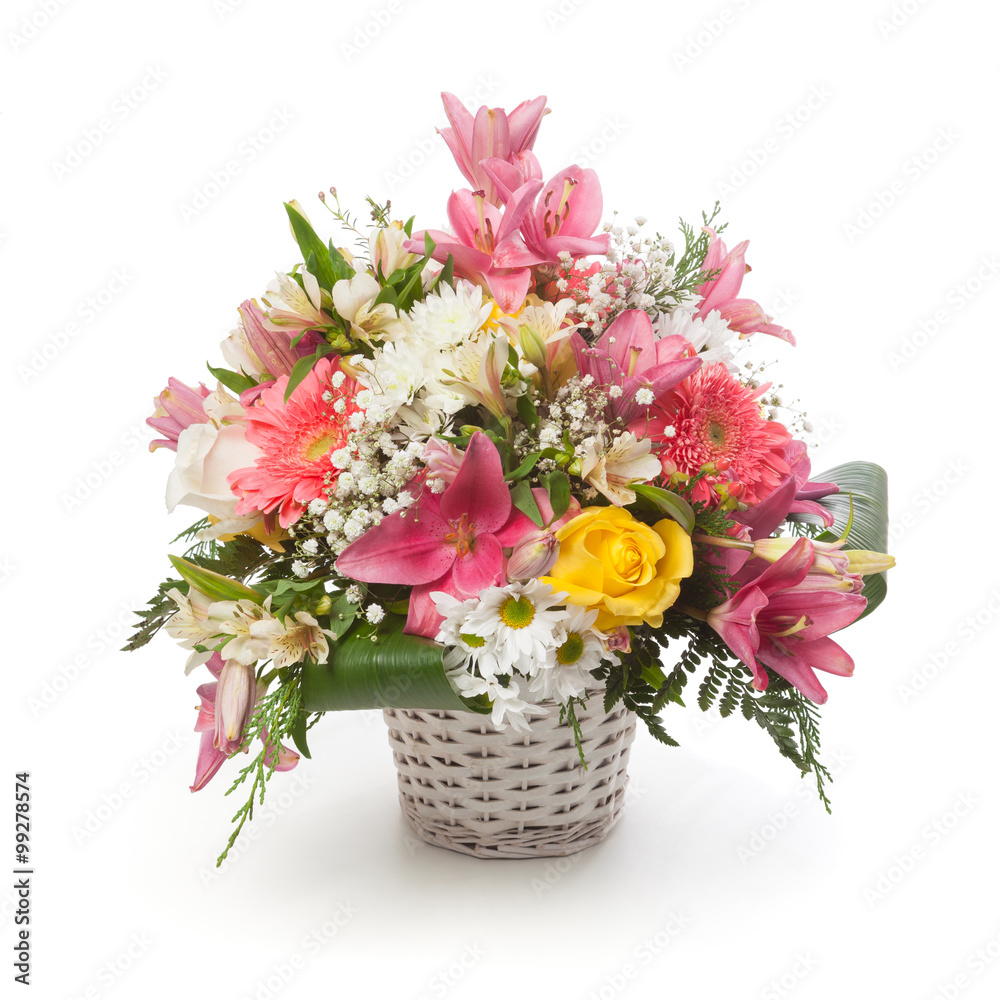 Flowers arrangement in a basket Flowers arrangement in a basket