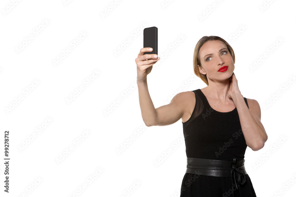 Woman taking a selfie - isolated Woman taking a selfie - isolated