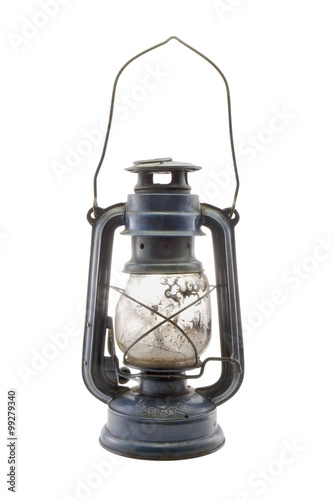 Old dirty kerosene lamp / Old dirty kerosene lamp on white background. photo