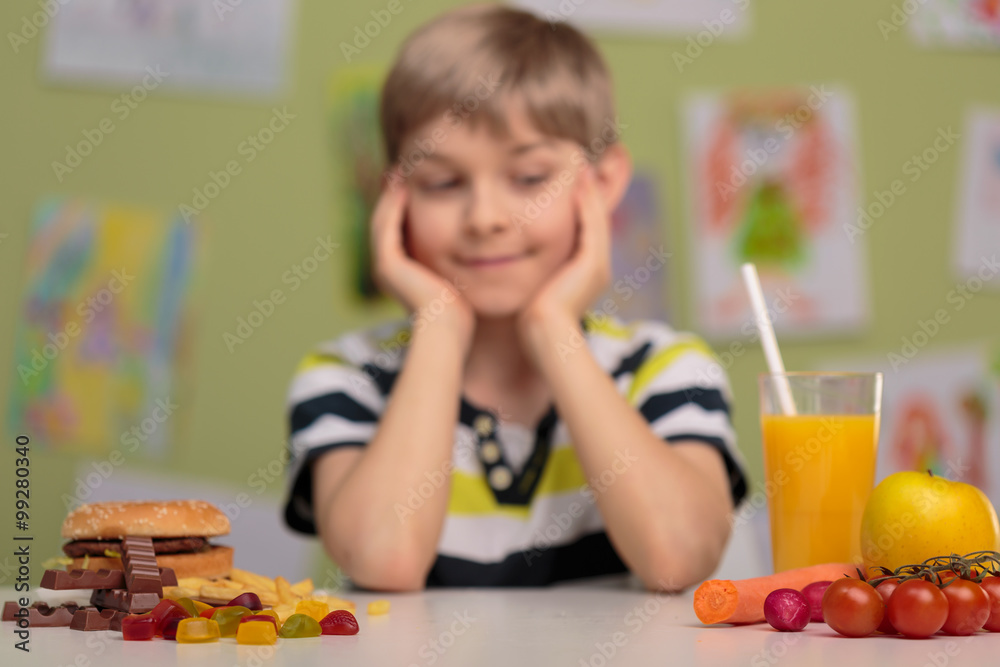 Fototapeta premium Healthy and unhealthy food