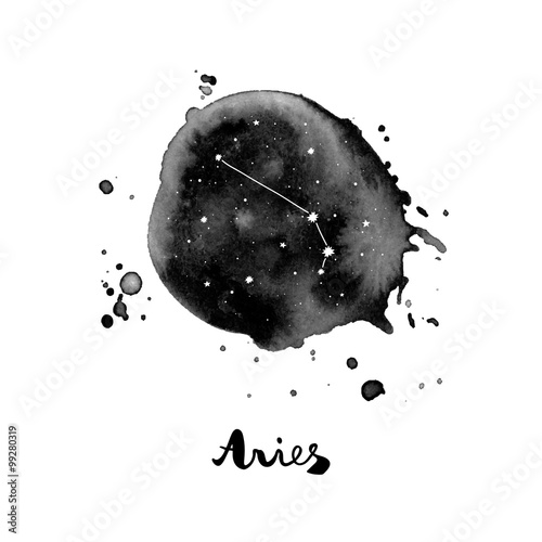 vector illustration with zodiac sign Aries..