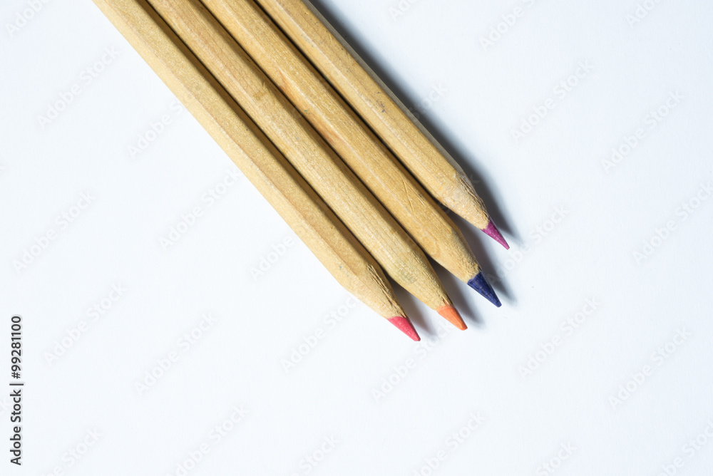 colorful wooden pencils isolated on white colorful wooden pencils isolated on white
