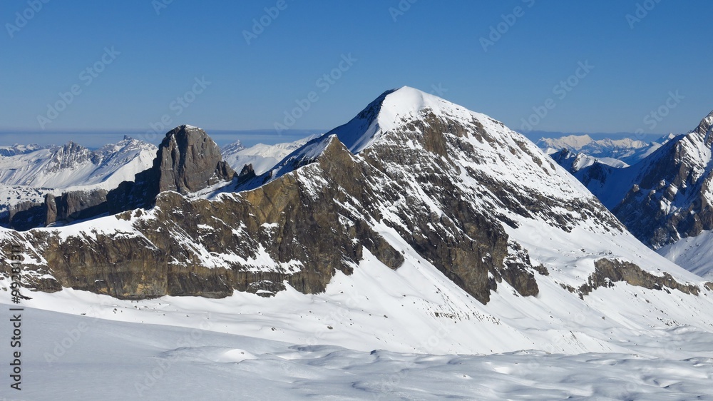 Mt Brun, view from the Glacier De Diablerets ski area Mt Brun, view from the Glacier De Diablerets ski area