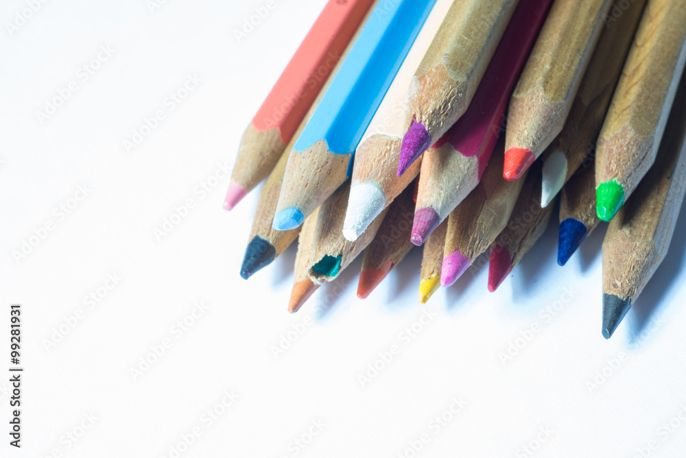 colorful wooden pencils isolated on white colorful wooden pencils isolated on white