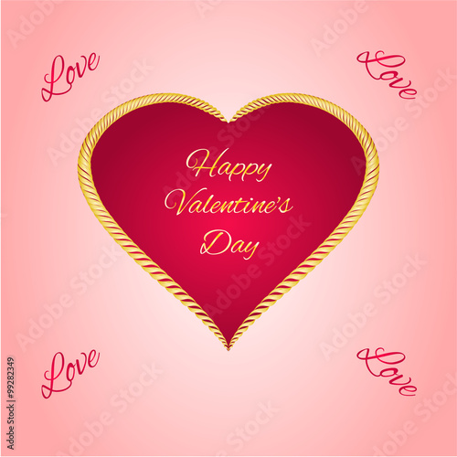 Happy Valentine gilded heart vector