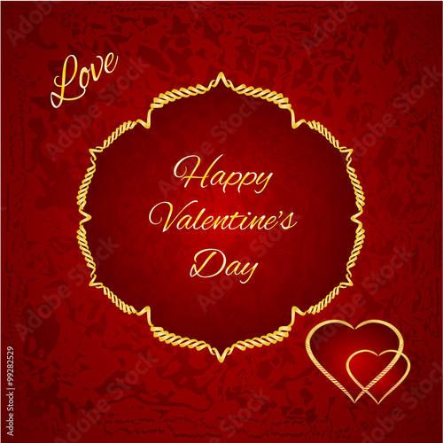 Happy Valentine gilded hearts vector