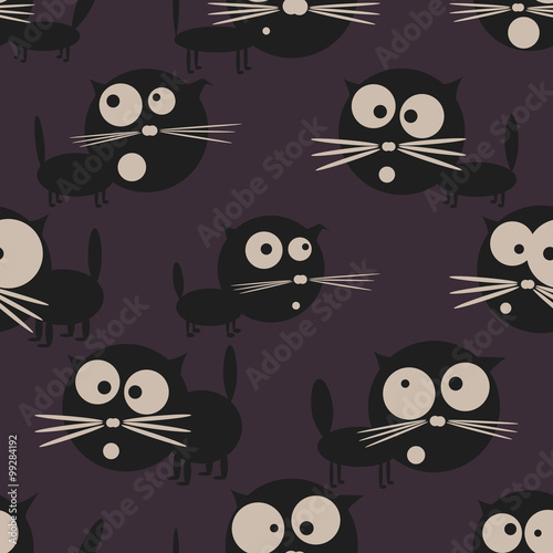 Funny cats. Seamless pattern. Vector