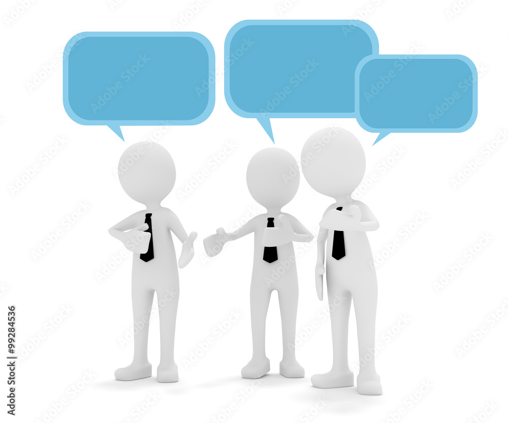 3D Männchen Diskussion Sprechblasen blau 3D Männchen Diskussion Sprechblasen blau