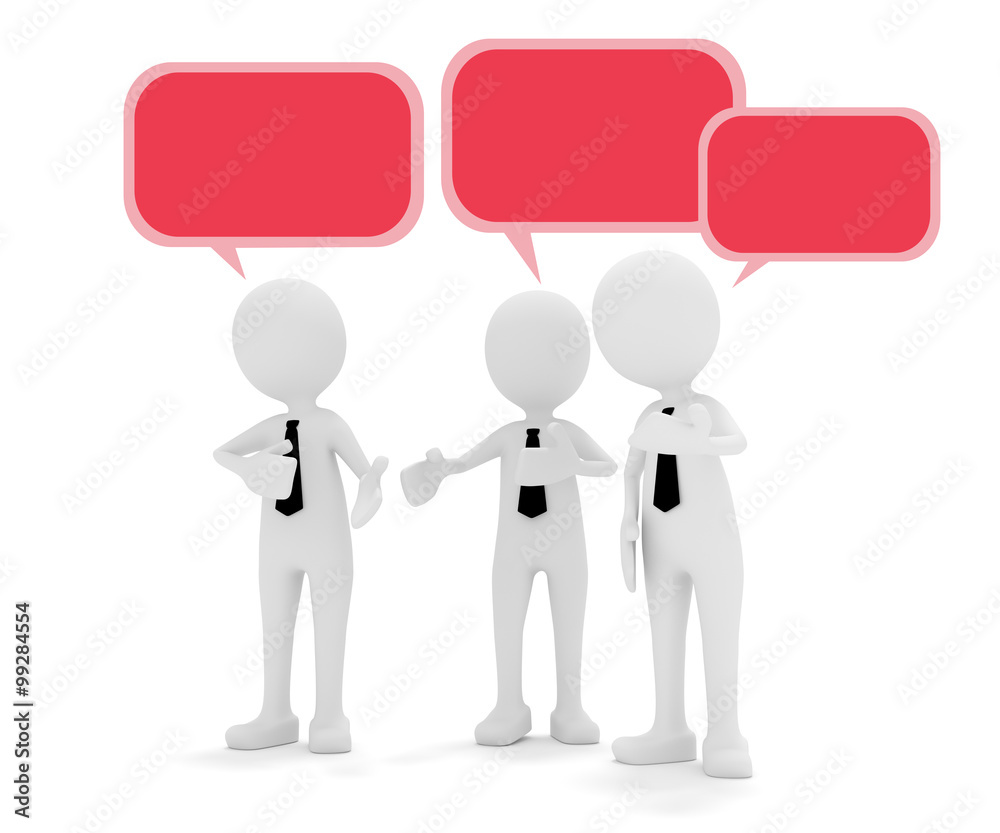 3D Männchen Diskussion Sprechblasen rot 3D Männchen Diskussion Sprechblasen rot