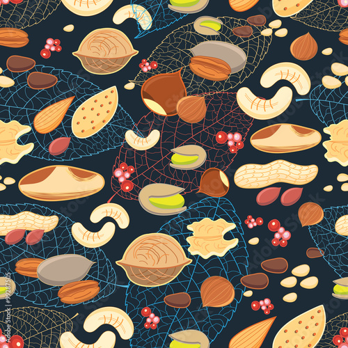 bright pattern of different nuts