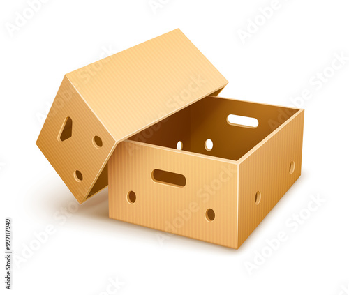 Empty cardboard box tare for fruits transportation and