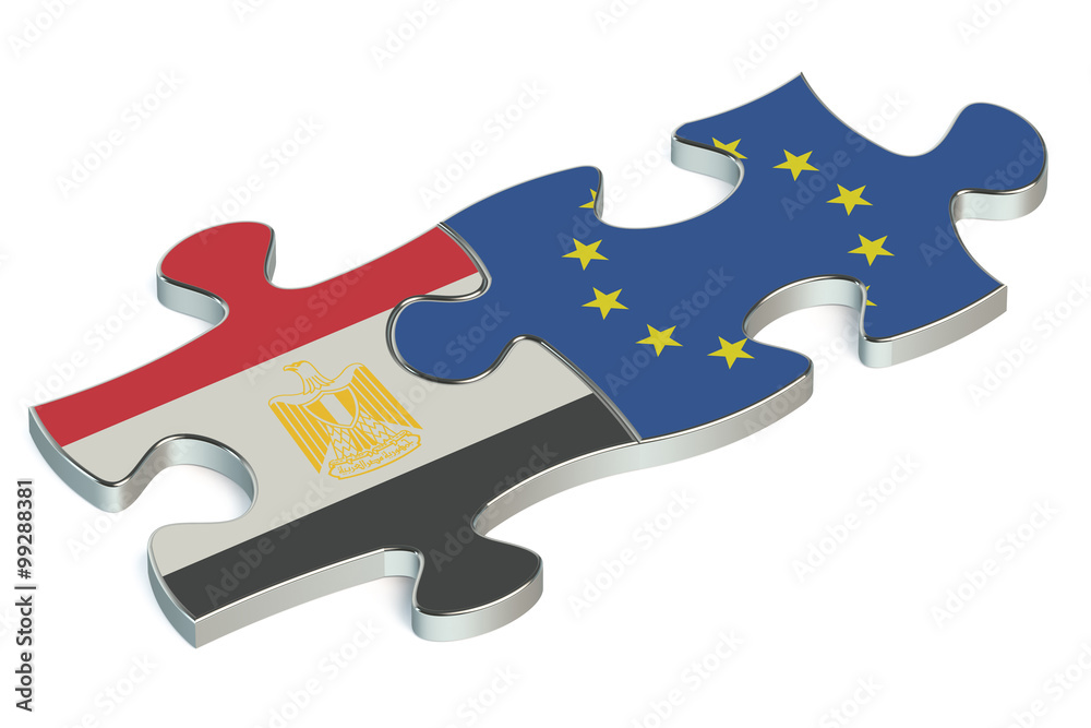 Egypt and EU puzzles from flags Egypt and EU puzzles from flags