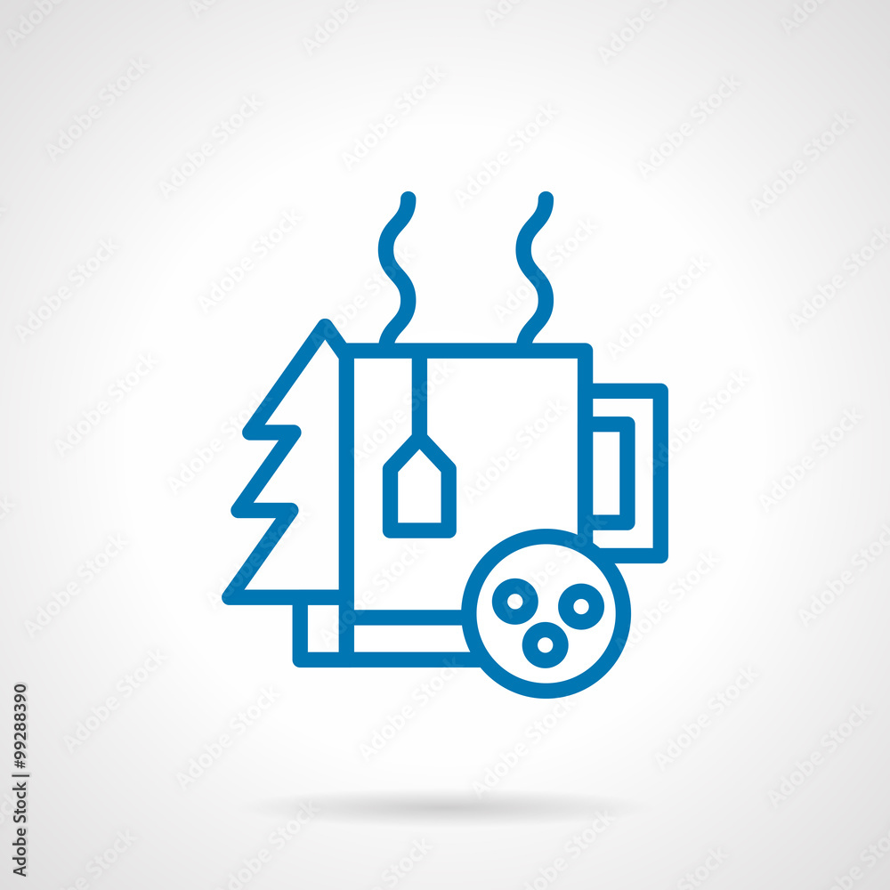 Obraz premium Simple blue line winter tea vector icon