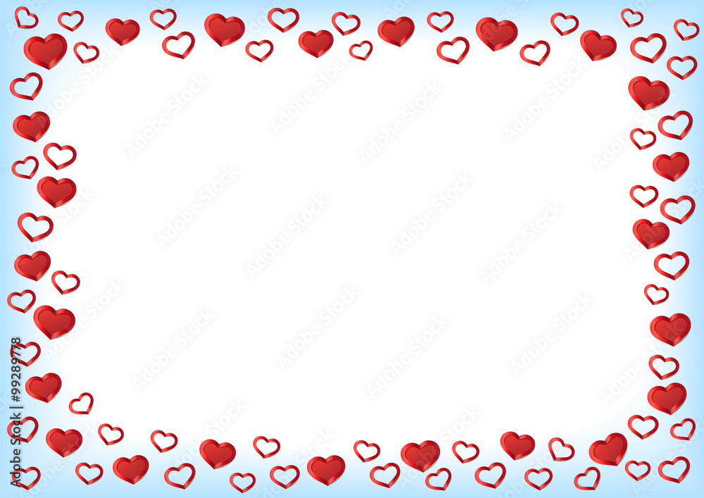 Valentines Day Background. Red Hearts Border Frame. Vector Frame with Space for your Text.
