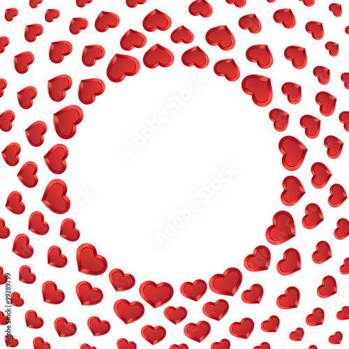 Valentines Day Background. Red Hearts Frame. Vector Frame with Space for your Text.