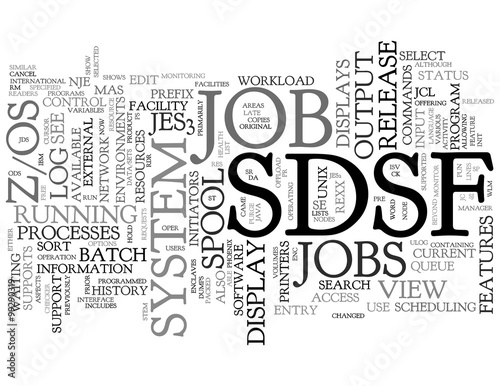 SDSF  words related concepts collage